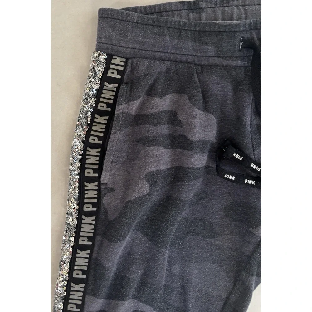 Victoria's Secret PINK CAMO BLING Sequined Stripe Joggers Sweats Sweatpant Small - Picture 6 of 11